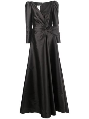 Alberta Ferretti bow-embellished gathered evening gown - Black