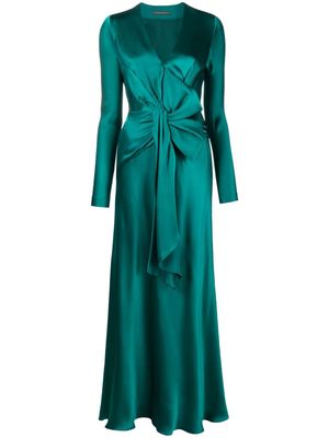 Alberta Ferretti bow-embellished silk-satin maxi dress - Green