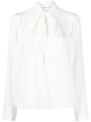 Alberta Ferretti bow-neck long-sleeve blouse - White