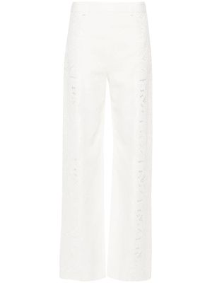 Alberta Ferretti broderie-anglaise straight-leg trousers - Neutrals