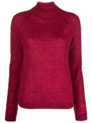 Alberta Ferretti brushed-effect mohair-blend jumper - Red