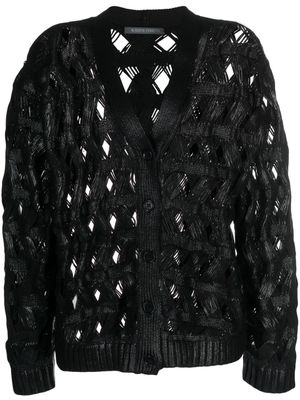 Alberta Ferretti button-up open-knit cardigan - Black