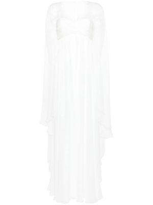 Alberta Ferretti cape-detail chiffon gown - White
