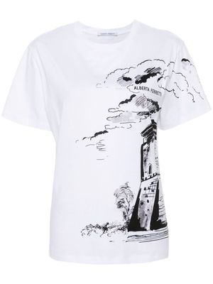 Alberta Ferretti castle-print T-shirt - White