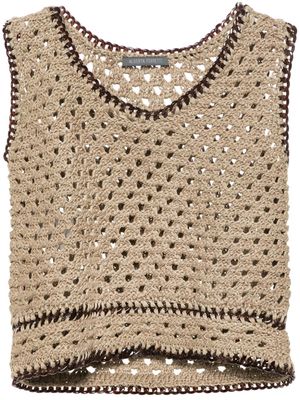 Alberta Ferretti chain-link detail open-knit top - Neutrals