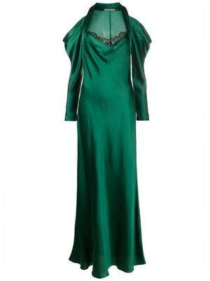 Alberta Ferretti cold-shoulder satin gown - Green