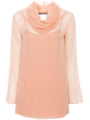 Alberta Ferretti cowl-collar semi-sheer blouse - Pink