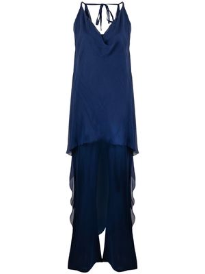 Alberta Ferretti cowl neck high-low dress - Blue