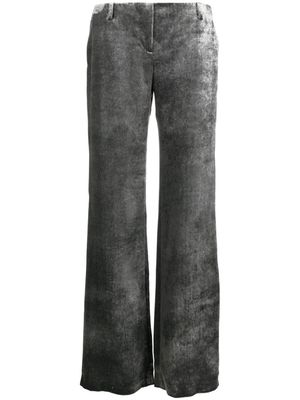 Alberta Ferretti crushed-velvet low-rise trousers - Silver