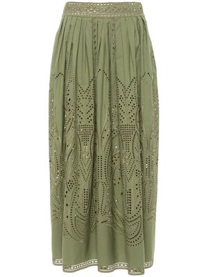 Alberta Ferretti cut-out detail poplin midi skirt - Green