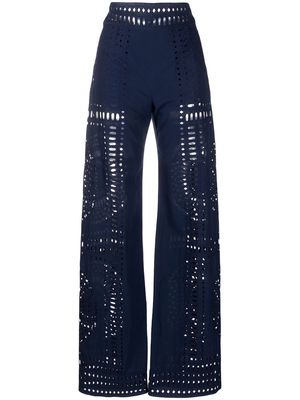 Alberta Ferretti cut out-detail straight-leg trousers - Blue