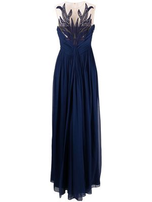 Alberta Ferretti cut-out pleated gown - Blue