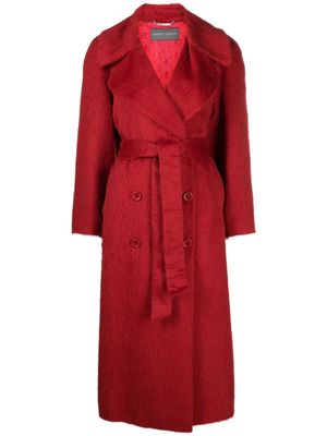 Alberta Ferretti double-breasted shearling maxi coat - Red