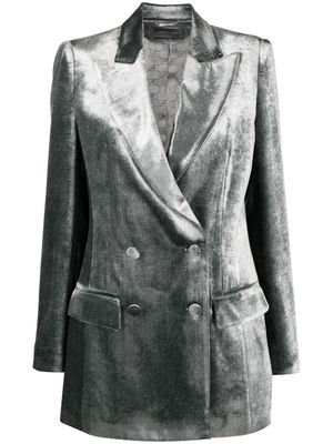 Alberta Ferretti double-breasted velvet jacket - Grey