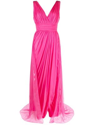 Alberta Ferretti draped tulle silk gown - Pink