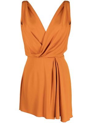 Alberta Ferretti draped V-neck dress - Orange