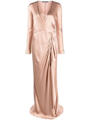 Alberta Ferretti draped wrap-effect satin maxi dress - Pink