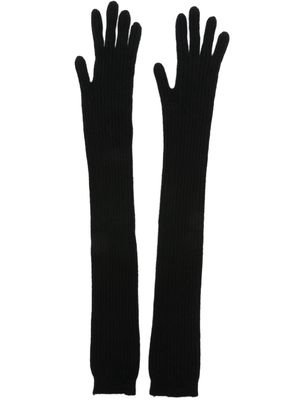 Alberta Ferretti elbow-length ribbed-knit gloves - Black