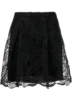 Alberta Ferretti embroidered-lace design skirt - Black