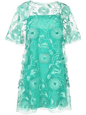 Alberta Ferretti floral-embroidered mini dress - Green