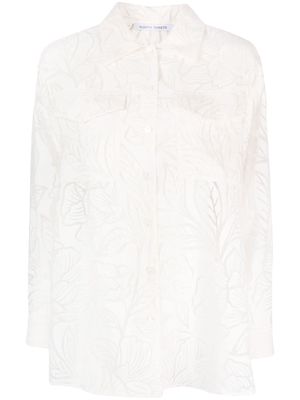 Alberta Ferretti floral-motif sheer shirt - White