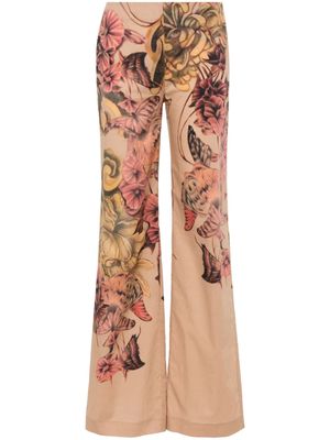 Alberta Ferretti floral-print straight-leg trousers - Neutrals