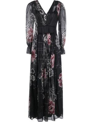 Alberta Ferretti floral print V-neck maxi dress - Black