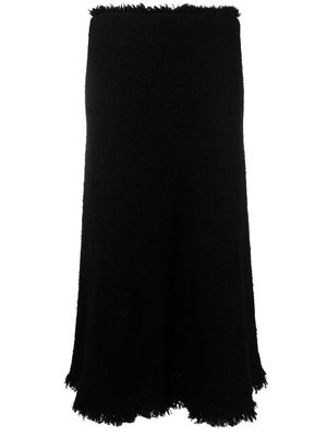 Alberta Ferretti fringe-trim detail tweed skirt - Black