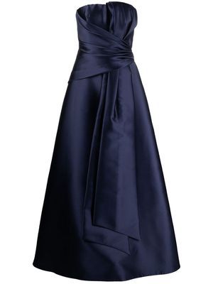 Alberta Ferretti gathered-detail strapless gown - Blue