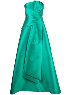 Alberta Ferretti gathered-detail strapless gown - Green