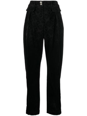 Alberta Ferretti geometric-print high-waisted trousers - Black