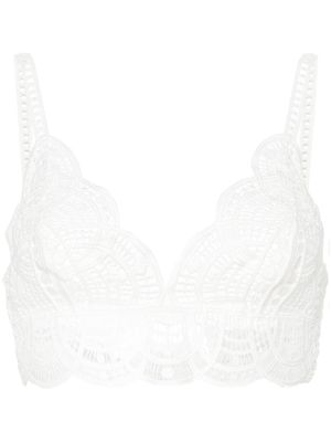 Alberta Ferretti guipure-lace cropped top - White