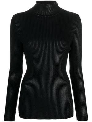 Alberta Ferretti high-neck ribbed-knit jumper - Black