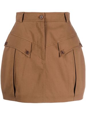 Alberta Ferretti high-waist flap-pockets miniskirt - Brown