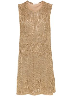 Alberta Ferretti knitted mini dress - Gold