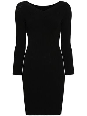 Alberta Ferretti knitted V-Neck dress - Black