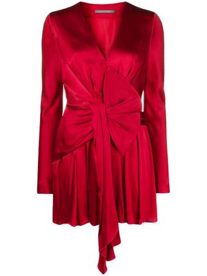 Alberta Ferretti knot-detail satin dress - Red