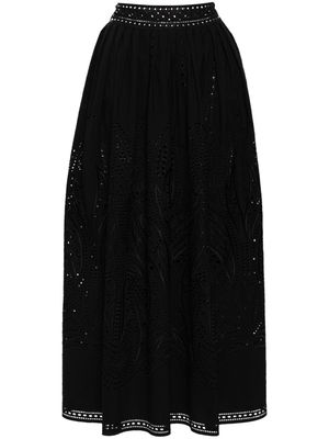 Alberta Ferretti lace-detail maxi skirt - Black