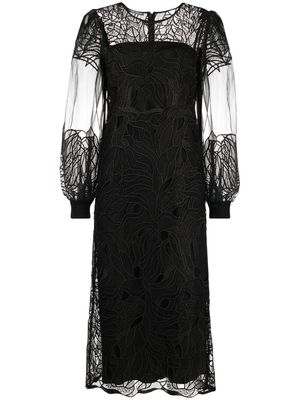Alberta Ferretti lace-overlay midi dress - Black