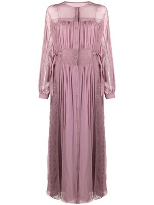 Alberta Ferretti lace-panelled evening dress - Pink