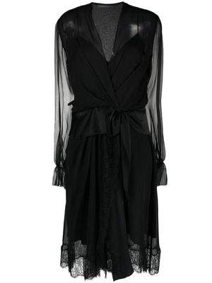 Alberta Ferretti lace-trim midi dress - Black