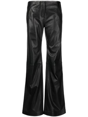 Alberta Ferretti leather straight-leg trousers - Black