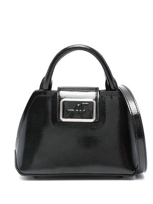Alberta Ferretti logo-embossed leather tote bag - Black