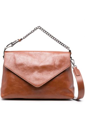 Alberta Ferretti logo-lettering leather shoulder bag - Brown