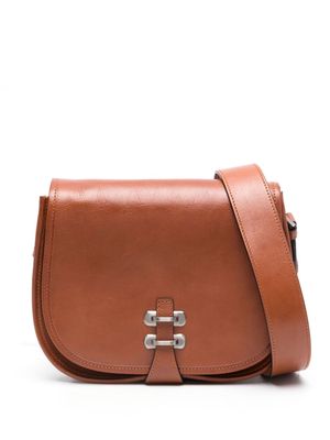 Alberta Ferretti logo-print leather shoulder bag - Brown