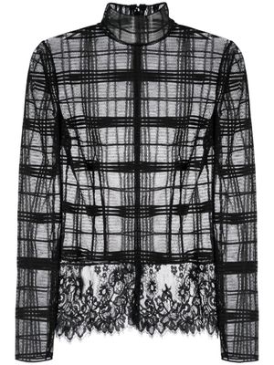 Alberta Ferretti long-sleeve semi-sheered knitted top - Black