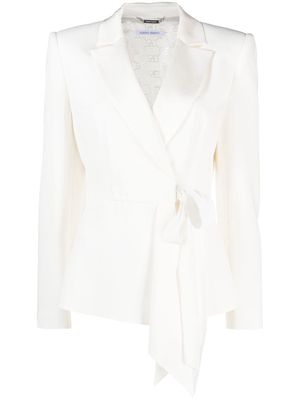 Alberta Ferretti long-sleeve tie-fastening blazer - White