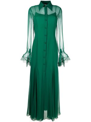 Alberta Ferretti long-sleeved maxi shirtdress - Green