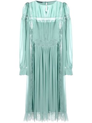 Alberta Ferretti long-sleeved silk midi dress - Green