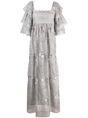 Alberta Ferretti macramé lace gown - Grey